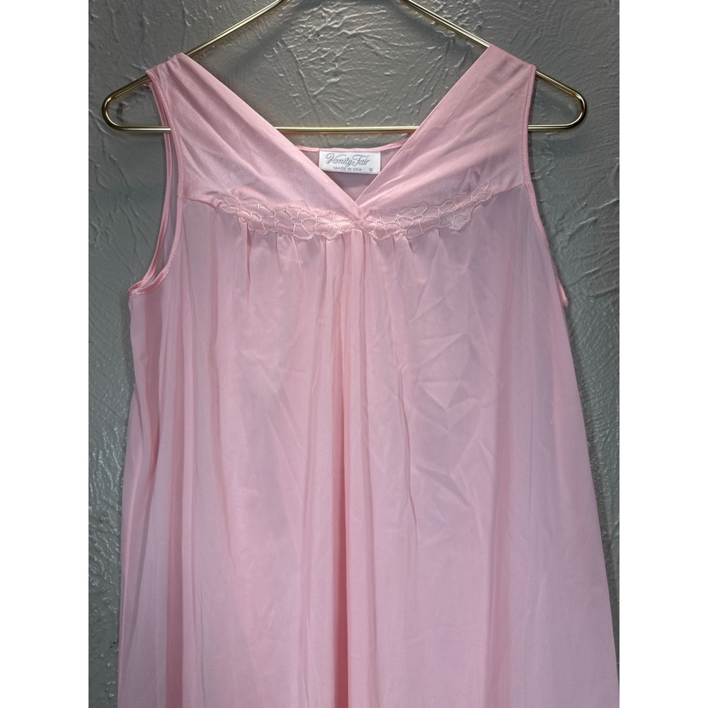 Vintage Vanity Fair pink Night Gown‎ Slip Silky Chemise USA Made Womens Size S